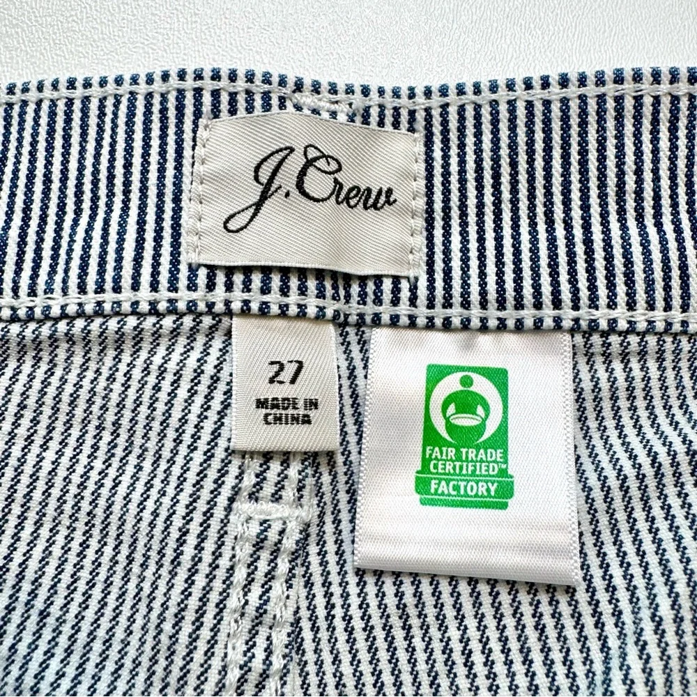 J. Crew Blue Striped Wide-Leg Cropped Jeans - Picture 6 of 11